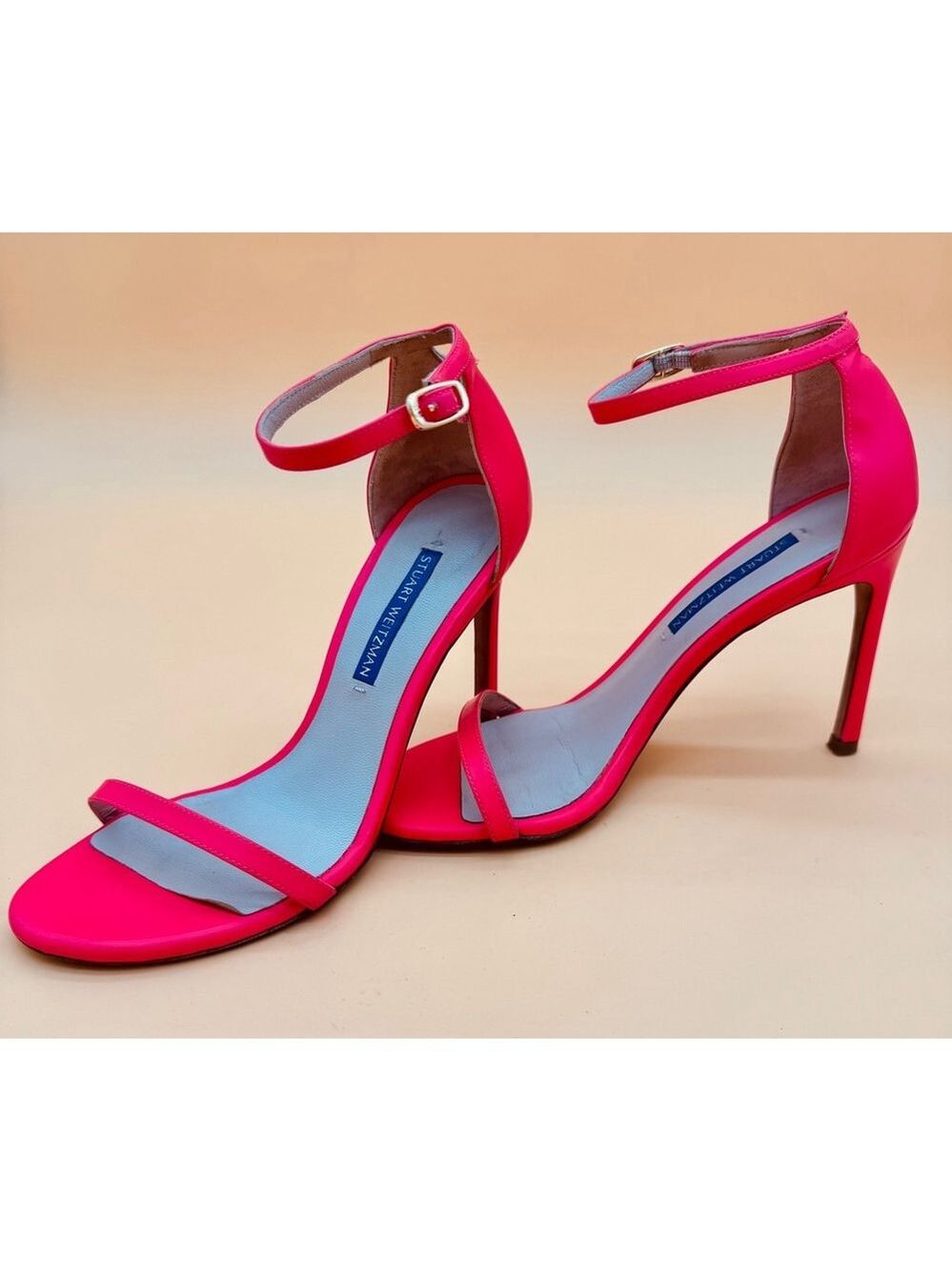 Stuart Weitzman Pink Vero Cuoio Ankle Strap Patent Leather Heels Size 6